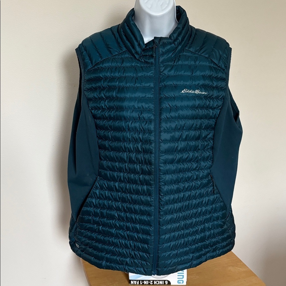 Eddie Bauer EB800 Dark Teal Quilted Down Feather Vest Size 2XL